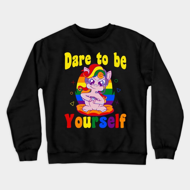 Dare to be Gaymer Lesbian Girl Gamer Crewneck Sweatshirt by Emmi Fox Designs